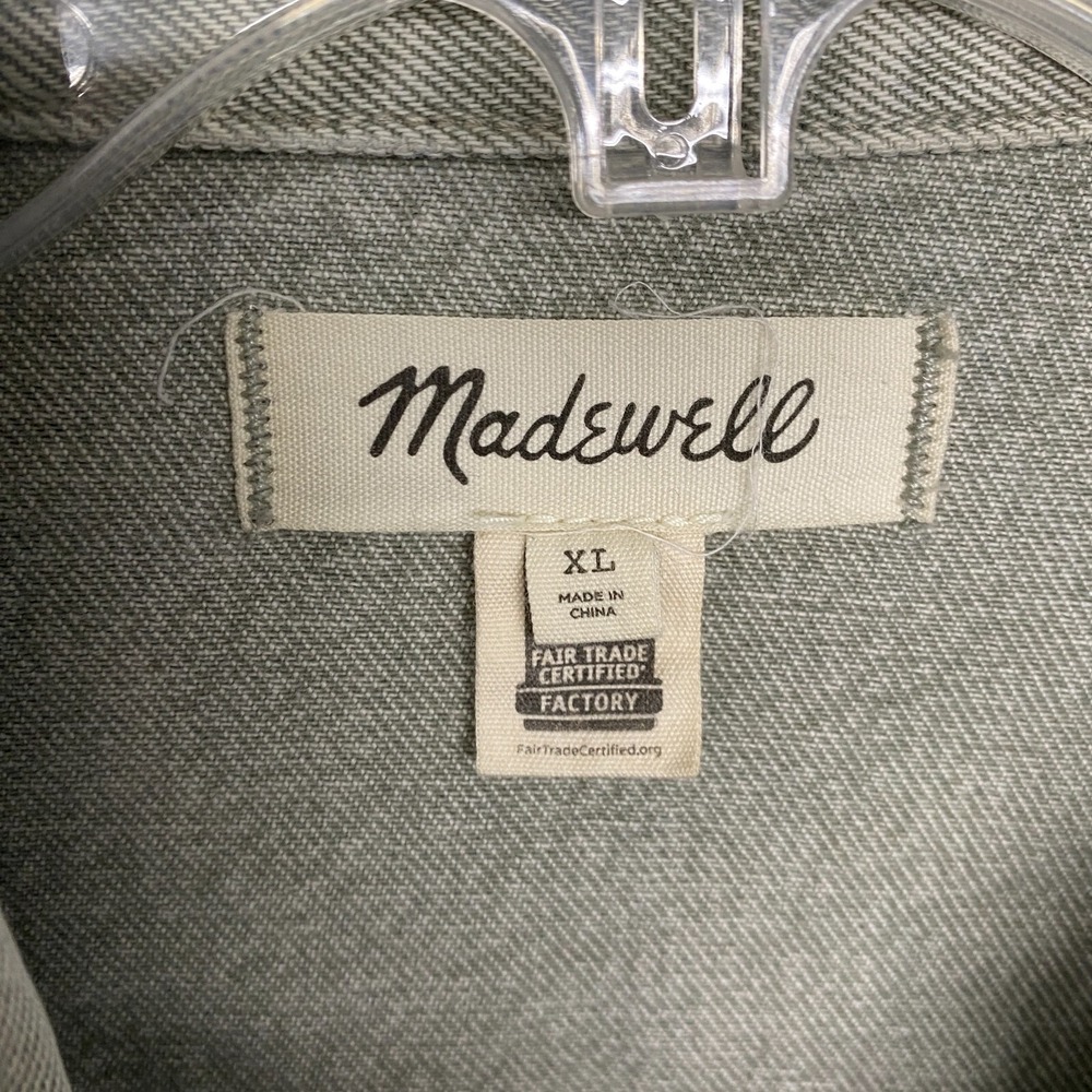 Madewell Jacket Womens Extra Large Green Garment Dyed Denim Patch Pocket Trucker - Picture 5 of 11
